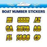 Custom Boat Registration Numbers Stickers Letter Decal 2pcs - 3D Gold C173