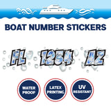 Custom Boat Registration Numbers Stickers Letter Decal 2pcs - 3D Blue C174