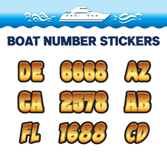 Custom Boat Registration Numbers Stickers Letter Decal 2pcs - 3D Orange Yellow C175