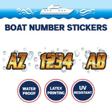 Custom Boat Registration Numbers Stickers Letter Decal 2pcs - 3D Orange Yellow C175