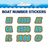 Custom Boat Registration Numbers Stickers Letter Decal 2pcs - 3D Blue C176