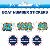 Custom Boat Registration Numbers Stickers Letter Decal 2pcs - 3D Blue C176