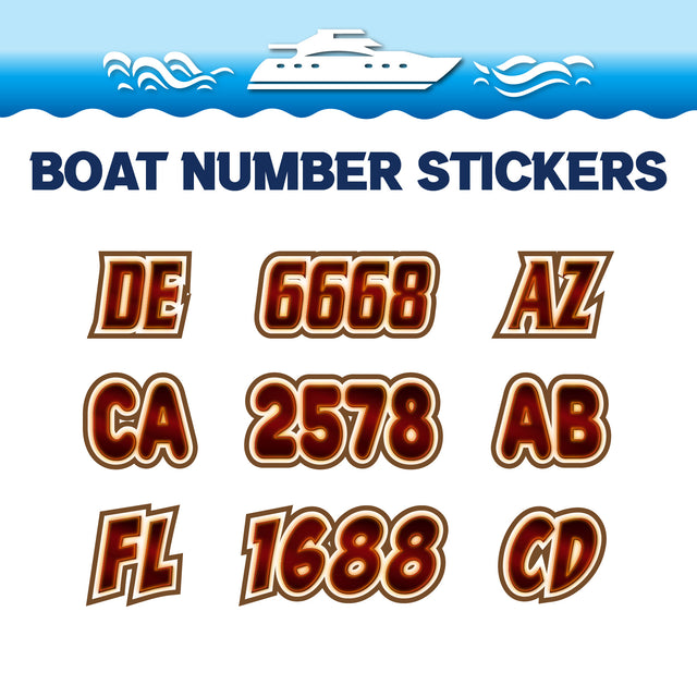 Custom Boat Registration Numbers Stickers Letter Decal 2pcs - 3D Brown C177