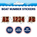 Custom Boat Registration Numbers Stickers Letter Decal 2pcs - 3D Brown C177