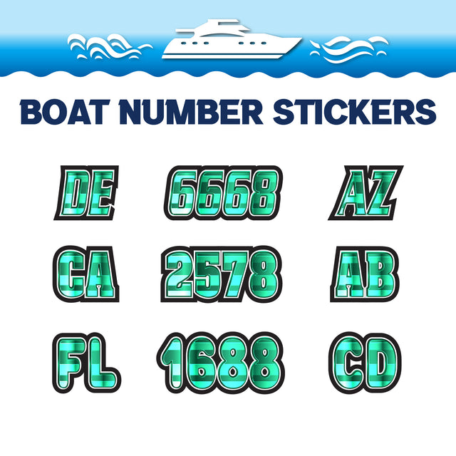 Custom Boat Registration Numbers Stickers Letter Decal 2pcs - 3D Green C178