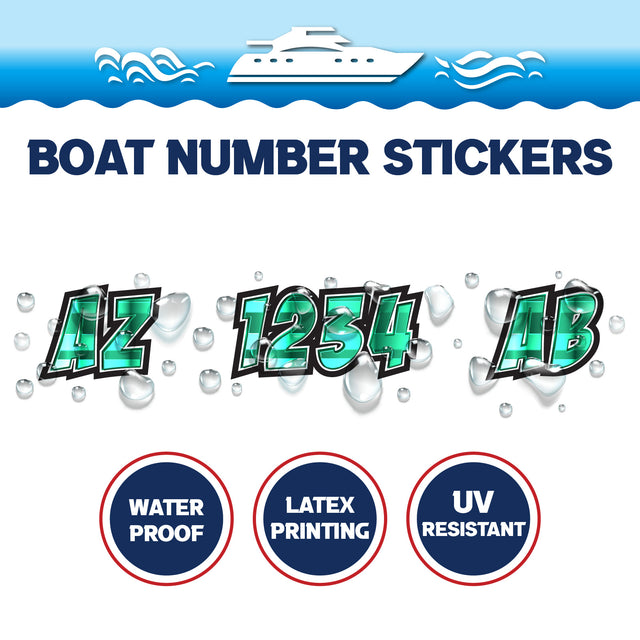 Custom Boat Registration Numbers Stickers Letter Decal 2pcs - 3D Green C178