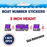 Custom Boat Registration Numbers Stickers Letter Decal 2pcs - 3D Purple C179