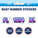 Custom Boat Registration Numbers Stickers Letter Decal 2pcs - 3D Blue Purple C180