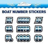 Custom Boat Registration Numbers Stickers Letter Decal 2pcs - 3D Blue C181