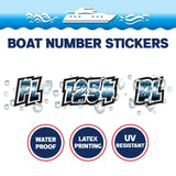 Custom Boat Registration Numbers Stickers Letter Decal 2pcs - 3D Blue C181