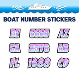 Custom Boat Registration Numbers Stickers Letter Decal 2pcs - 3D Pink Blue C183