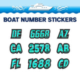 Custom Boat Registration Numbers Stickers Letter Decal 2pcs - 3D Green C184