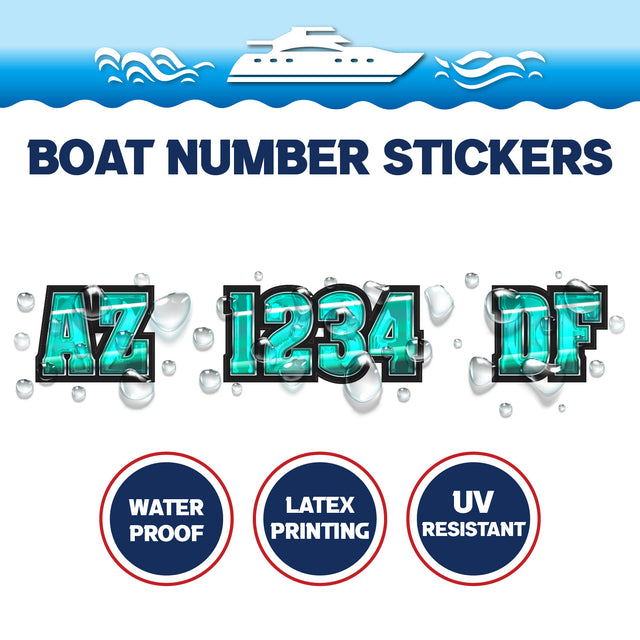 Custom Boat Registration Numbers Stickers Letter Decal 2pcs - 3D Green C184