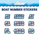 Custom Boat Registration Numbers Stickers Letter Decal 2pcs - 3D Blue Pink C185