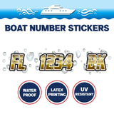 Custom Boat Registration Numbers Stickers Letter Decal 2pcs - 3D Gold C186