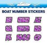 Custom Boat Registration Numbers Stickers Letter Decal 2pcs - 3D Purple C187