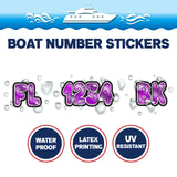 Custom Boat Registration Numbers Stickers Letter Decal 2pcs - 3D Purple C187