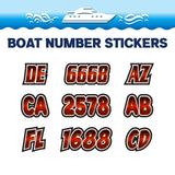 Custom Boat Registration Numbers Stickers Letter Decal 2pcs - 3D Brown Red C188