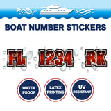 Custom Boat Registration Numbers Stickers Letter Decal 2pcs - 3D Brown Red C188