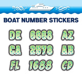 Custom Boat Registration Numbers Stickers Letter Decal 2pcs - Dot Green C189