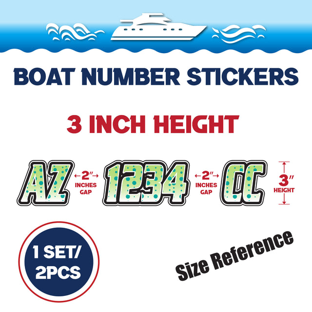 Custom Boat Registration Numbers Stickers Letter Decal 2pcs - Dot Green C189