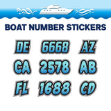 Custom Boat Registration Numbers Stickers Letter Decal 2pcs - Dot Blue C191