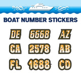 Custom Boat Registration Numbers Stickers Letter Decal 2pcs - Dot Orange C192