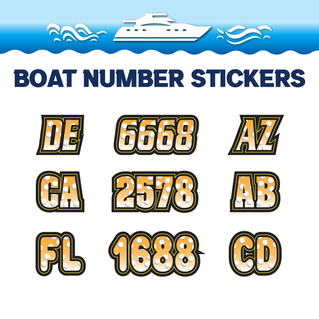 Custom Boat Registration Numbers Stickers Letter Decal 2pcs - Dot Orange C192