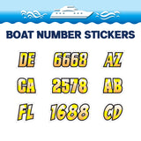 Custom Boat Registration Numbers Stickers Letter Decal 2pcs - Dot Yellow C193