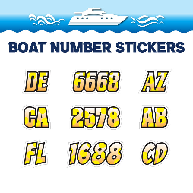 Custom Boat Registration Numbers Stickers Letter Decal 2pcs - Dot Yellow C193