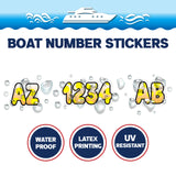 Custom Boat Registration Numbers Stickers Letter Decal 2pcs - Dot Yellow C193