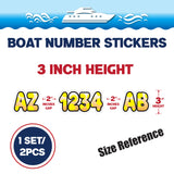 Custom Boat Registration Numbers Stickers Letter Decal 2pcs - Dot Yellow C193