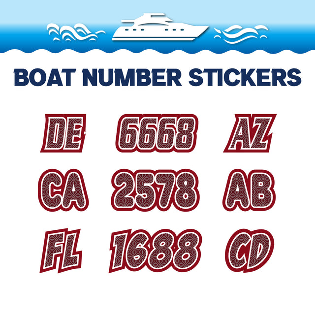 Custom Boat Registration Numbers Stickers Letter Decal 2pcs - Dot Red C194