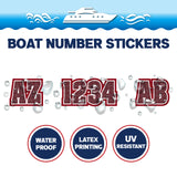 Custom Boat Registration Numbers Stickers Letter Decal 2pcs - Dot Red C194