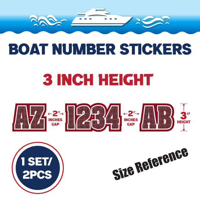 Custom Boat Registration Numbers Stickers Letter Decal 2pcs - Dot Red C194