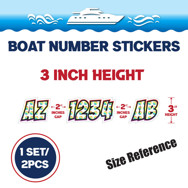 Custom Boat Registration Numbers Stickers Letter Decal 2pcs - Dot Colorful C195