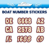 Custom Boat Registration Numbers Stickers Letter Decal 2pcs - Dot Red Yellow C196