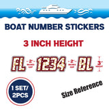 Custom Boat Registration Numbers Stickers Letter Decal 2pcs - Dot Red Yellow C196