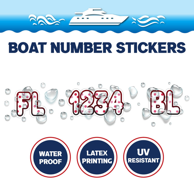 Custom Boat Registration Numbers Stickers Letter Decal 2pcs - Dot C197