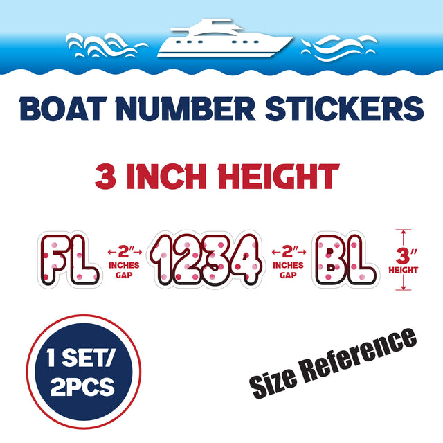 Custom Boat Registration Numbers Stickers Letter Decal 2pcs - Dot C197