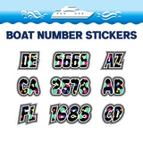 Custom Boat Registration Numbers Stickers Letter Decal 2pcs - Dot Colorful C198