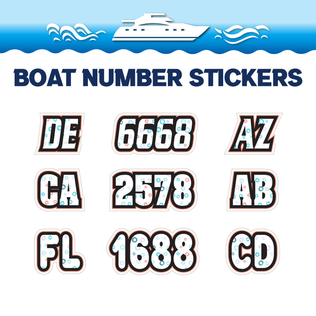 Custom Boat Registration Numbers Stickers Letter Decal 2pcs - Dot Blue C199