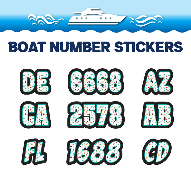 Custom Boat Registration Numbers Stickers Letter Decal 2pcs - Dot Colorful C200