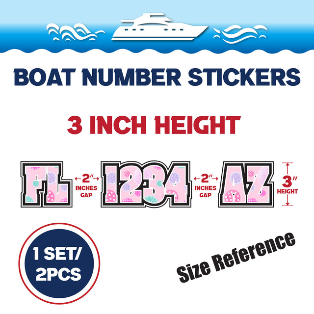 Custom Boat Registration Numbers Stickers Letter Decal 2pcs - Dot Pink C202