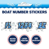 Custom Boat Registration Numbers Stickers Letter Decal 2pcs - Dot Blue C203