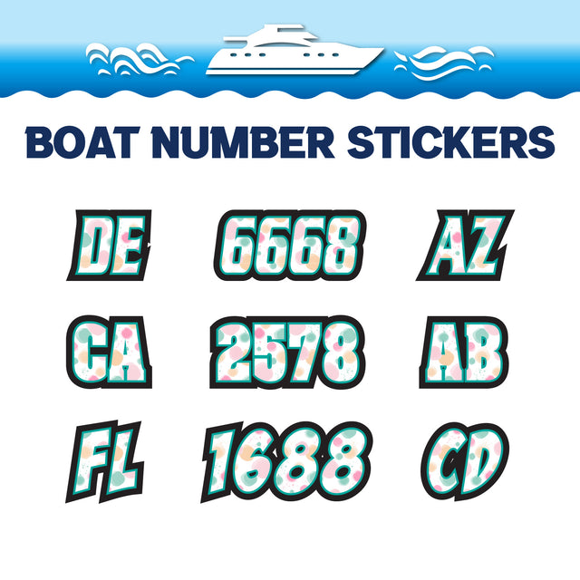 Custom Boat Registration Numbers Stickers Letter Decal 2pcs - Dot Colorful C205