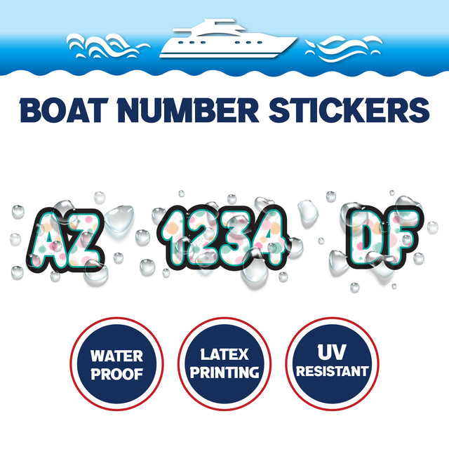 Custom Boat Registration Numbers Stickers Letter Decal 2pcs - Dot Colorful C205