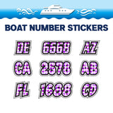 Custom Boat Registration Numbers Stickers Letter Decal 2pcs - Dot Purple C206