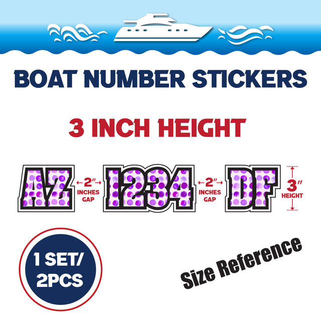 Custom Boat Registration Numbers Stickers Letter Decal 2pcs - Dot Purple C206