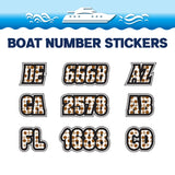 Custom Boat Registration Numbers Stickers Letter Decal 2pcs - Dot Brown C207